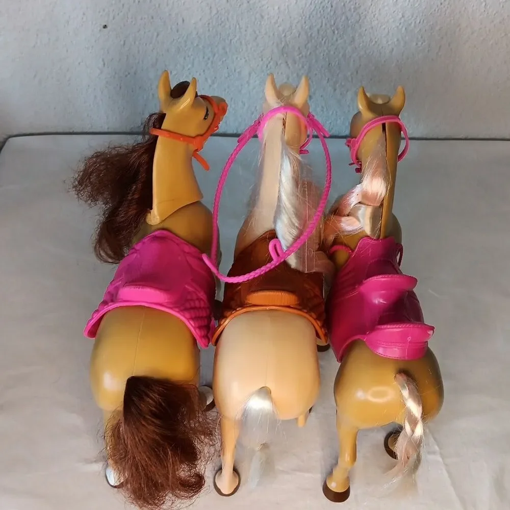 Barbie Horse Lot Pink Brown  Saddles Stable Replacement Brushable Hair
